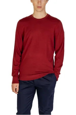 Calvin Klein Homme, Pulls, Rouge, Taille: M Pull en Laine, Col Rond, Bordeaux