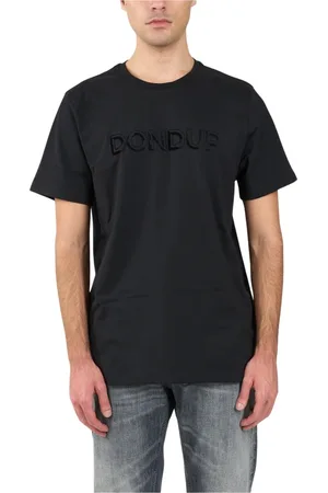 Dondup Homme, Tops, Noir, Taille: XL T-shirt en jersey avec logo floqué