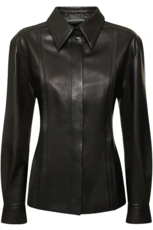Alberta Ferretti Femme, Blouses et Chemises, Noir, Taille: 40 FR Chemise Noire Brillante en Nappa Manches Longues