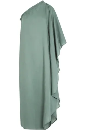 MARE DI LATTE Femme, Robes, Vert, Taille: ONE Size Robe asymétrique en coton avec ceinture