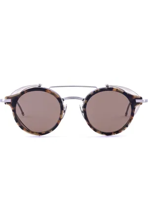 Thom Browne Homme, Accessoires, Brun, Taille: ONE Size Lunettes de soleil aviateur rondes - Marron foncé