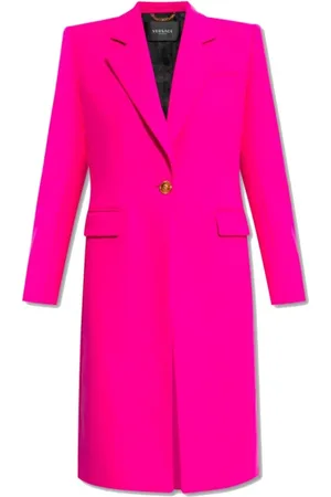 VERSACE Femme, Manteaux, Rose, Taille: 36 FR Manteau Long en Laine Fuchsia Deux Poches