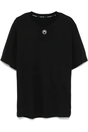 Marine Serre Homme, Tops, Noir, Taille: S T-shirt Broderie Croissant de Lune