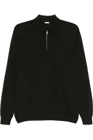 Malo Homme, Tops, Noir, Taille: S Polo en Laine Noire Maille Fine