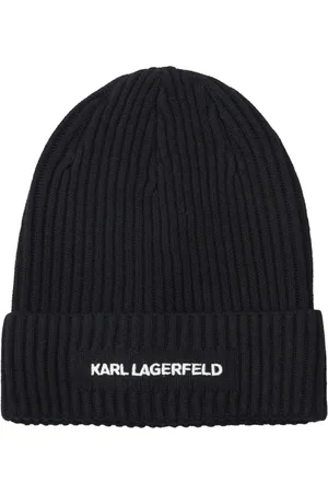 Karl Lagerfeld Homme, Accessoires, Noir, Taille: M Bonnet tricoté avec broderie du logo