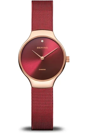 Bering Femme, Accessoires, Rouge, Taille: ONE Size Montre pour Femme Charity 26 mm Bracelet Milanaise 13326-Charity