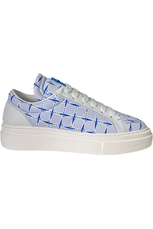 Paciotti Homme, Chaussures, Bleu, Taille: 41 EU Baskets en cuir blanc avec impression de poignard bleu
