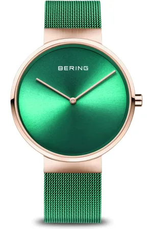 Bering Unisex, Accessoires, Vert, Taille: ONE Size Mixte Classique Bracelet Maille Milanaise Montre 14539-868