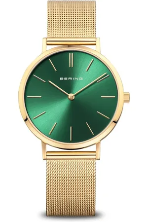 Bering Femme, Accessoires, Jaune, Taille: ONE Size Montre Femme Classic 34 mm Bracelet Milanaise 14134-338