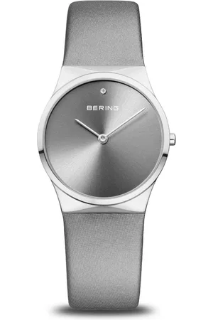 Bering Femme, Accessoires, Gris, Taille: ONE Size Montre pour Femme Classic 30 mm Bracelet Cuir Satiné 12130-609