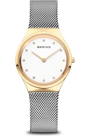 Bering Femme, Accessoires, Jaune, Taille: ONE Size Montre bracelet pour femme en acier inoxydable et verre saphir Classic 12131-010