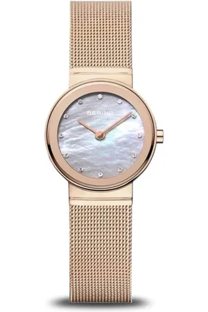 Bering Femme, Accessoires, Jaune, Taille: ONE Size Montre pour Femme Classic 26 mm Bracelet en Acier Inoxydable Or Rose Brillant 10126-366
