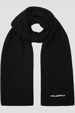 Karl Lagerfeld Homme, Accessoires, Noir, Taille: ONE Size Écharpe à carreaux avec broderie du logo