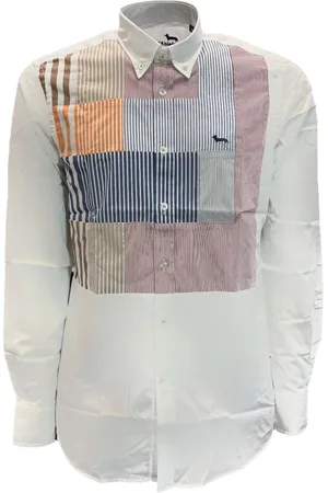 HARMONT&BLAINE Homme, Chemises, Blanc, Taille: S Chemise à rayures multicolores pour hommes avec logo sur le devant - XXL