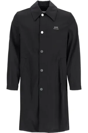 Ami Homme, Manteaux, Noir, Taille: L Manteau de Voiture Unisexe en Nylon et Coton