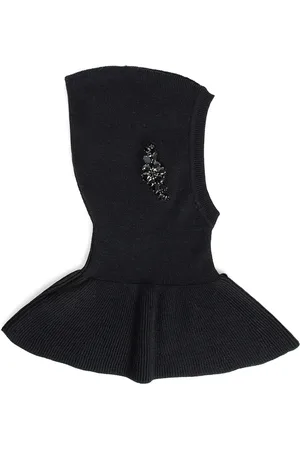 Simone Rocha Femme, Accessoires, Noir, Taille: ONE Size Cagoule en Tricot Brodé de Cristaux