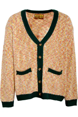 Brain Dead Homme, Pulls, Multicolore, Taille: M Cardigan rayé avec col en V