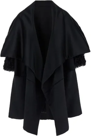 Alberta Ferretti Femme, Vestes, Noir, Taille: 36 FR Cape Réversible en Mohair avec Manches en Peau de Mouton