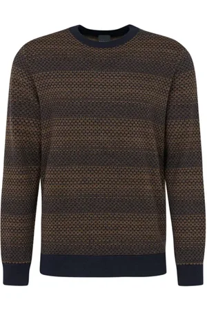 Bugatti Homme, Pulls, Brun, Taille: M Pull en Tricot Homme avec Motif Fin