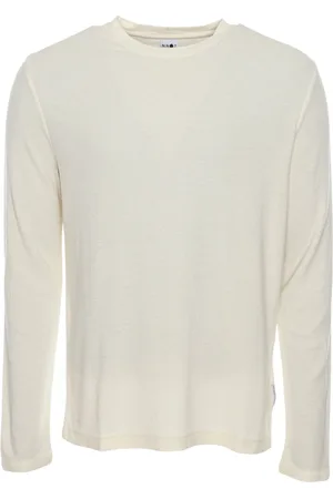 NN.07 Homme, Pulls, Blanc, Taille: L T-shirt à Manches Longues en Tricot Gaufré