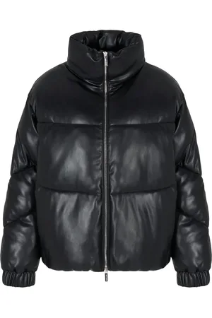 Armani Exchange Femme, Vestes, Noir, Taille: 36 FR Manteau Noir à Col Haut Matelassé