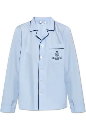 Sporty & Rich Homme, Vêtements de nuit et de détente, Bleu, Taille: M Haut de pyjama de la collection Wall Street