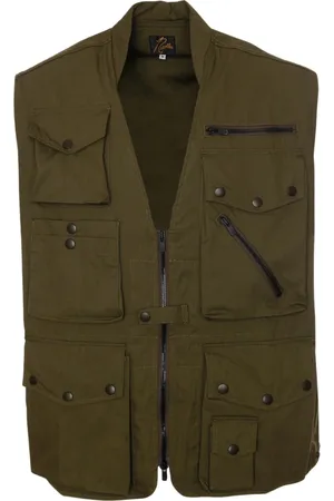 Pins & Needles Homme, Vestes, Vert, Taille: M Gilet de terrain avec col en V et plusieurs poches