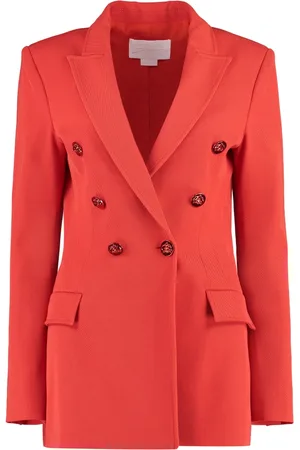 GENNY Femme, Vestes, Rouge, Taille: 36 FR Blazer en Laine à Double Boutonnage