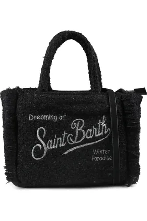 MC2 SAINT BARTH Femme, Sacs, Noir, Taille: ONE Size Sac noir en tweed avec franges