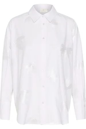Kaffe Femme, Blouses et Chemises, Blanc, Taille: 42 FR Chemise Blanche avec Mélange de Viscose