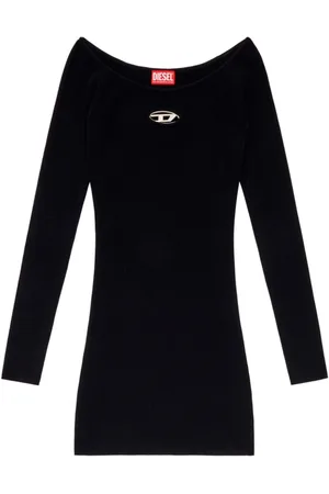 Diesel Femme, Robes, Noir, Taille: 38 FR Robe Côtelée Épaules Dénudées