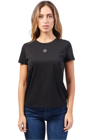 HUGO BOSS Femme, Tops, Noir, Taille: 40 FR T-shirt noir avec monogramme Double B