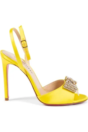 DEE OCLEPPO Femme, Chaussures, Jaune, Taille: 36 EU Talons en Satin avec en Cristal - Jaune