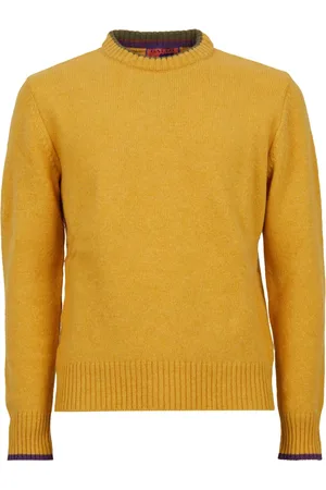 Gallo Homme, Pulls, Jaune, Taille: XL Col rond jaune uni pour homme