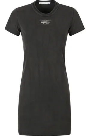 Alexander Wang Femme, Robes, Gris, Taille: 38 FR Robe Mini Logo Style Blade