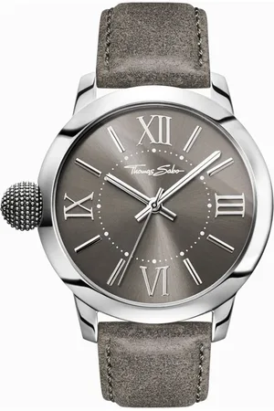 Thomas Sabo Homme, Accessoires, Gris, Taille: ONE Size Montre homme Rebel With Karma 46 mm bracelet cuir Wa0294-273-210-46 MM