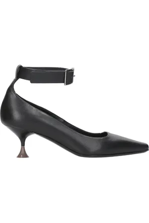 3Juin Femme, Chaussures, Noir, Taille: 40 EU Talons en Cuir Noir avec Boucle Logo