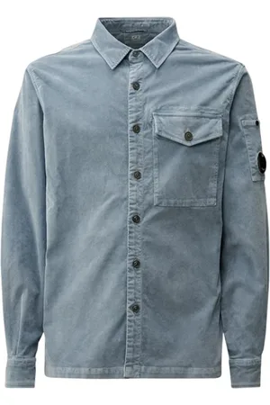 C.P. Company Homme, Vestes, Bleu, Taille: S Veste Bleue en Mélange de Coton Coupe Régulière