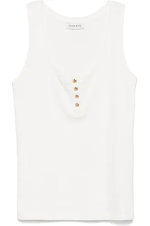 ANINE BING Femme, Tops, Blanc, Taille: 36 FR Haut Blanc Côtelé Sans Manches