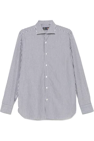 LUIGI BORRELLI NAPOLI Homme, Chemises, Bleu, Taille: L Chemise à rayures en coton fabriquée en Italie