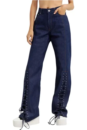 Jean Paul Gaultier Femme, Jeans, Bleu, Taille: W29 Jean Large Lacets Bleu Marine