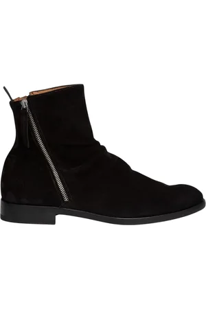 Elia Maurizi Homme, Chaussures, Noir, Taille: 42 EU Bottine à double zip en daim noir