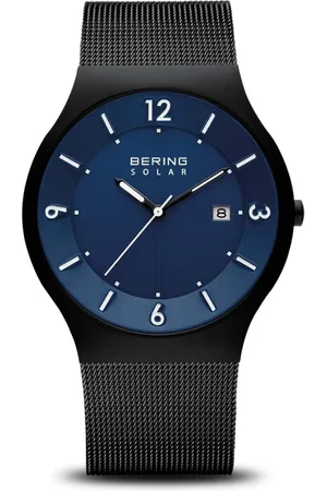 Bering Homme, Accessoires, Noir, Taille: ONE Size Montre solaire pour homme 40 mm verre de saphir 5 ATM bracelet solaire Milanese 14440-227