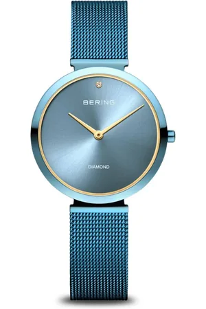 Bering Femme, Accessoires, Bleu, Taille: ONE Size Montre pour femme Charity 32 mm 3 ATM Verre de saphir Slim Design Bracelet Milanais 18132-Charity1