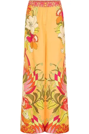 Camilla Femme, Pantalons, , Taille: 36 FR Pantalon Large en Soie Floral