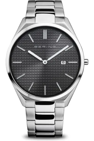 Bering Homme, Accessoires, Gris, Taille: ONE Size Montre Homme Ultra Slim 40 mm 3 ATM Verre Saphir Design Slim Bracelet Bracelet en Acier Inoxydable avec Éléments en Acier Inoxydable 17240-702