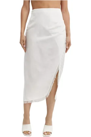 Simkhai Femme, Jupes, Blanc, Taille: 38 FR Jupe Maxi Blanche avec Franges
