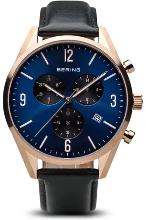 Bering Homme, Accessoires, Bleu, Taille: ONE Size Montre Homme Classic 42 mm Bracelet en Cuir 10542-567