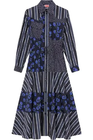 Kenzo Femme, Robes, Multicolore, Taille: 38 FR Robe Midi Imprimée Géométrique et Florale