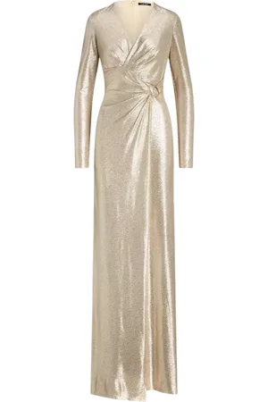 Ralph Lauren Femme, Robes, Jaune, Taille: 40 FR Robe longue métallique